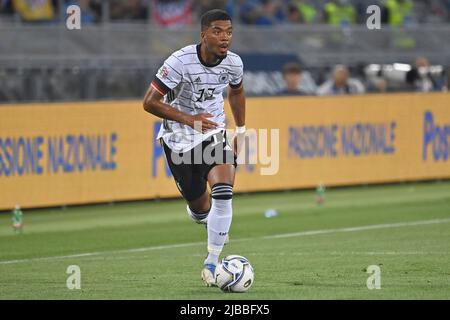 Bologna, Italien. 04.. Juni 2022. Benjamin HENRICHS (GER), Aktion, Einzelaktion, Einzelbild, Ausschnitt, Ganzkörperaufnahme, Vollfigur Fußball UEFA Nations League, Gruppenphase 1. Spieltag Italien (ITA) - Deutschland (GER) 1-1, am 4.. Juni 2022, Renato Dall `Ara Stadium Bologne Credit: dpa/Alamy Live News Stockfoto